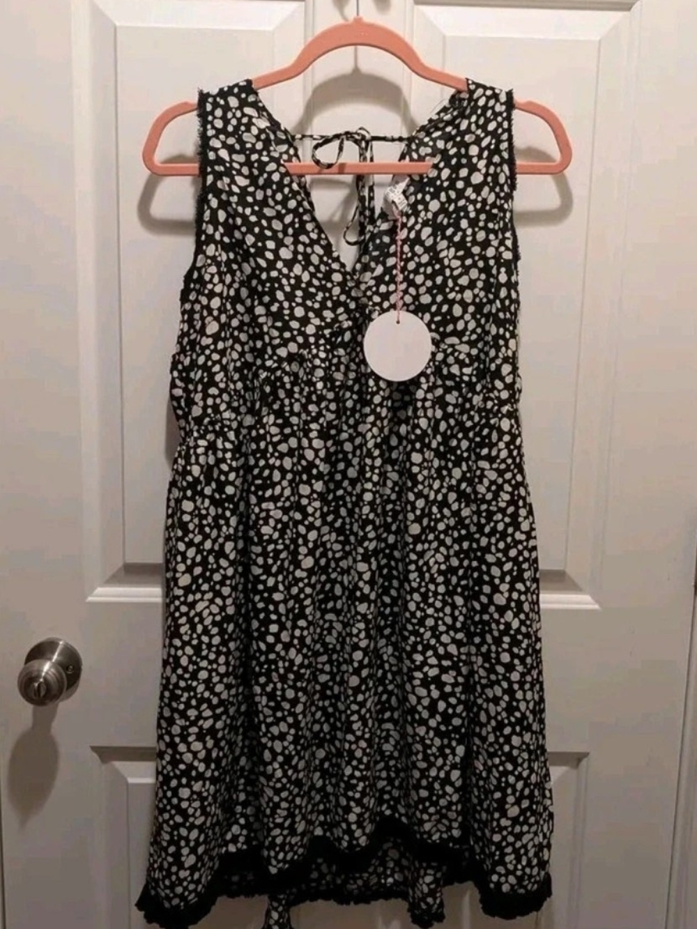 Umgee Black Dress with White Pebble Print